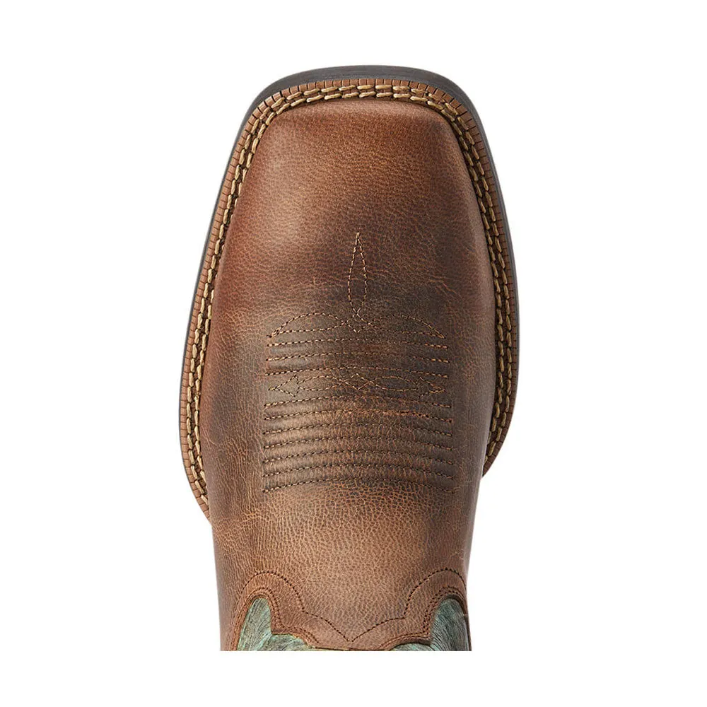 10042403 Ariat Men's Sport Rodeo Western Boot - Loco Brown / Roaring Turquoise