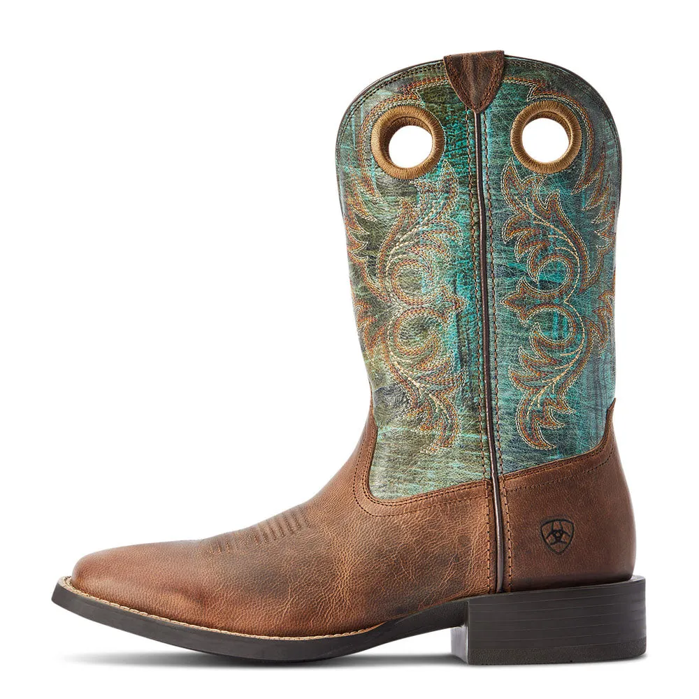 10042403 Ariat Men's Sport Rodeo Western Boot - Loco Brown / Roaring Turquoise