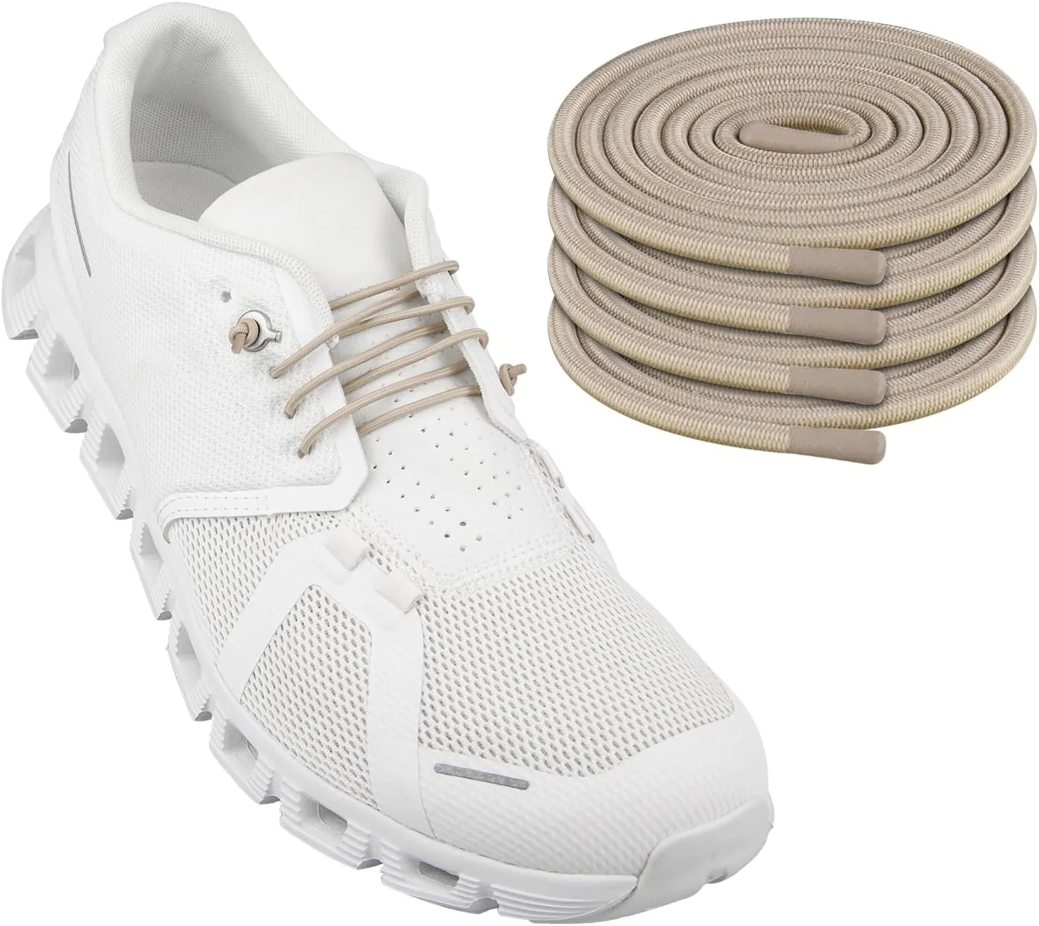 2 Pairs Elastic Shoelaces for ON Cloud 5 & 6 No Tie Replacements Shoes Laces Stretchy Bungee Running Training