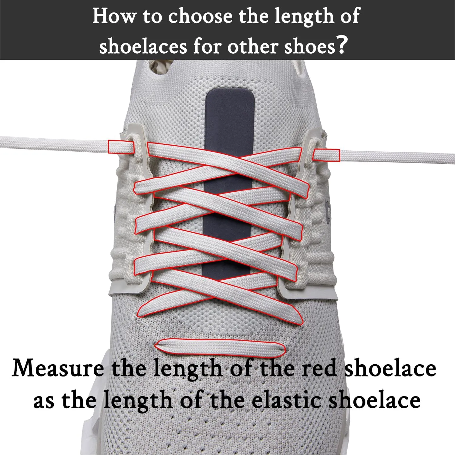 2 Pairs Elastic Shoelaces for ON Cloud 5 & 6 No Tie Replacements Shoes Laces Stretchy Bungee Running Training