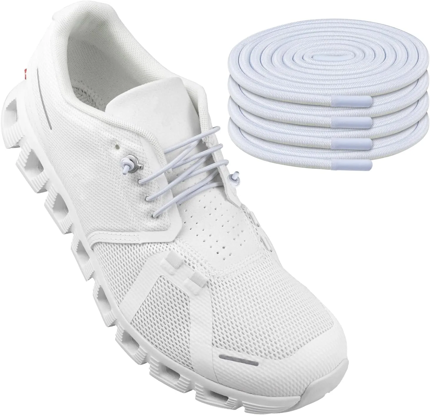2 Pairs Elastic Shoelaces for ON Cloud 5 & 6 No Tie Replacements Shoes Laces Stretchy Bungee Running Training