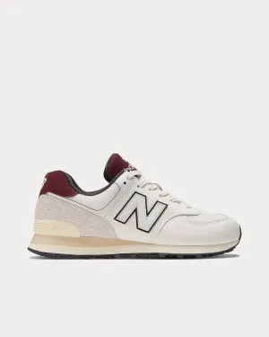 574 White / Burgundy Low Top Sneakers