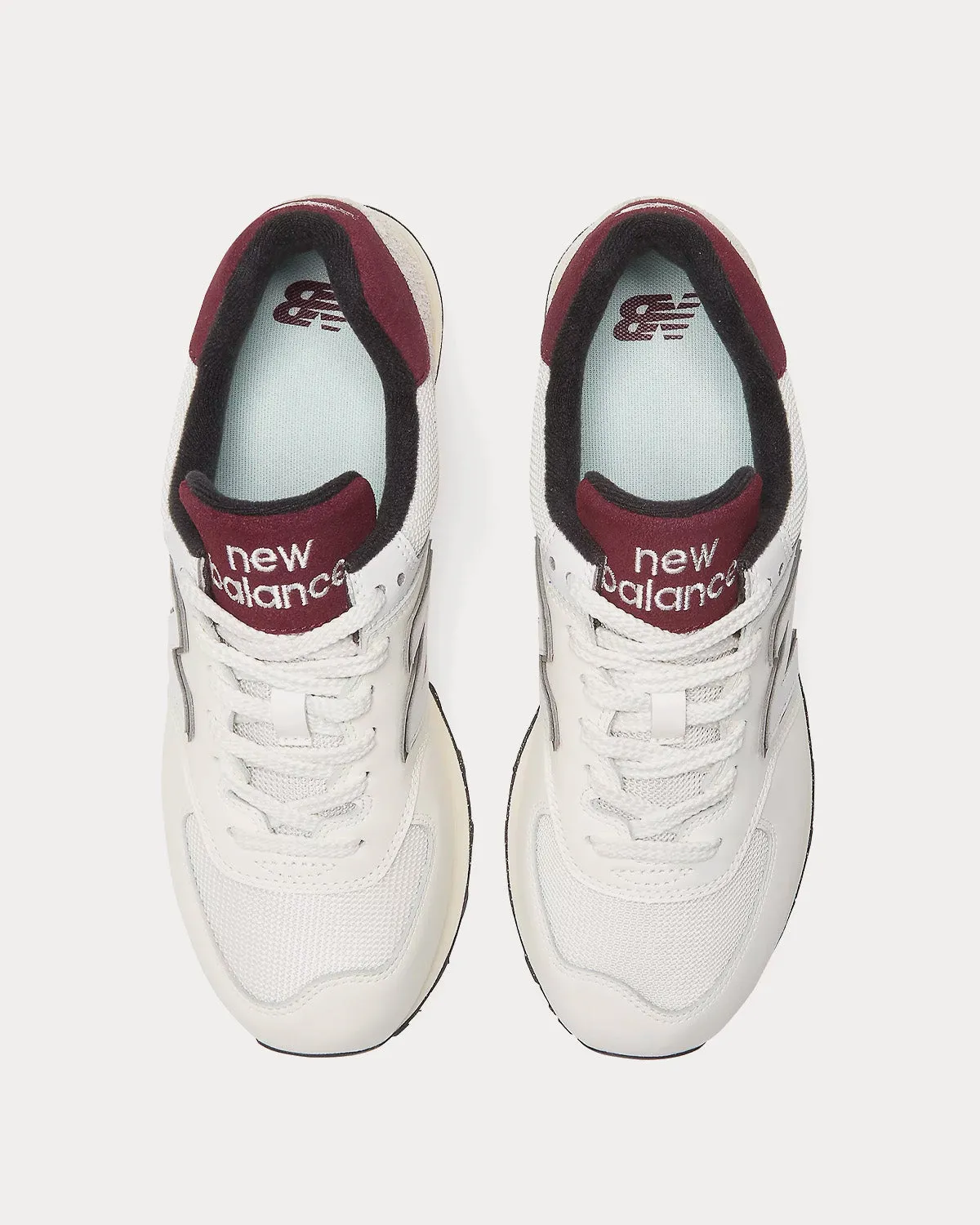 574 White / Burgundy Low Top Sneakers