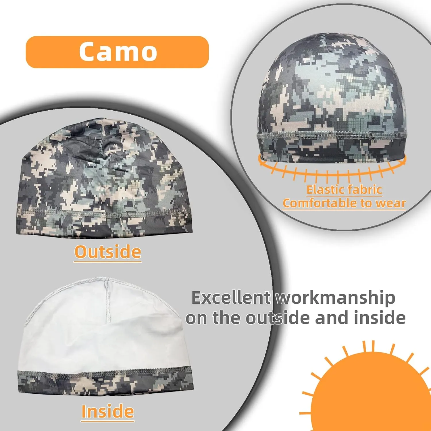 6 Pcs Skull Cap Sweat Wicking Helmet Liner Breathable Cycling Beanie Running Sports Hat Cooling Head Wraps for Men