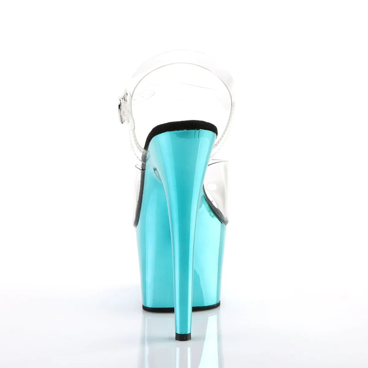 ADORE-708 Pleaser Turquoise Chrome Platform Heels