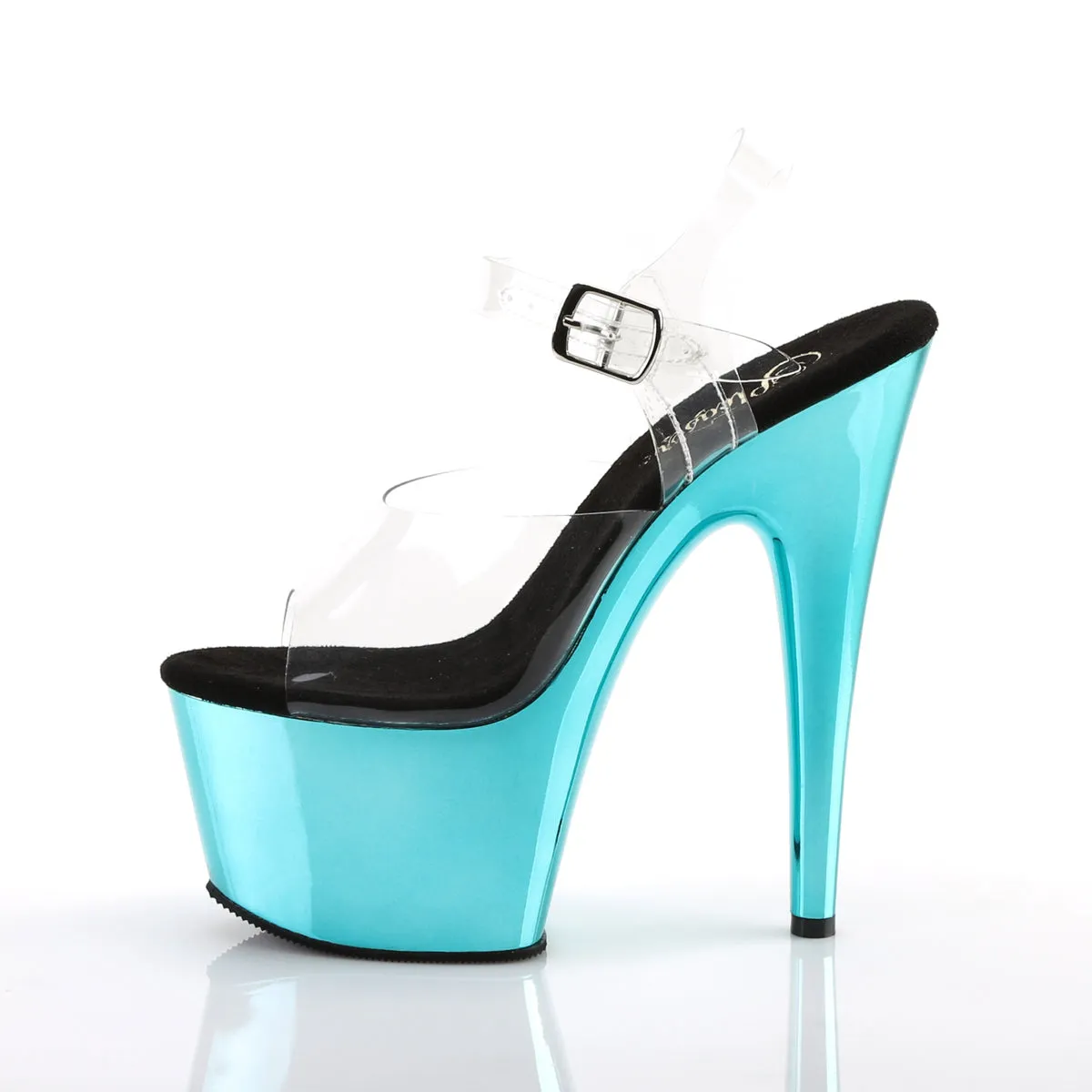 ADORE-708 Pleaser Turquoise Chrome Platform Heels