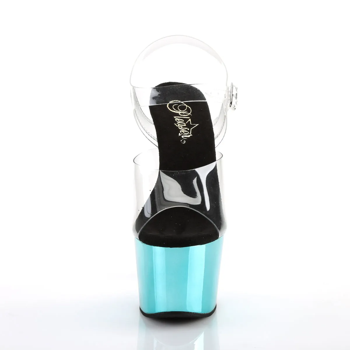 ADORE-708 Pleaser Turquoise Chrome Platform Heels