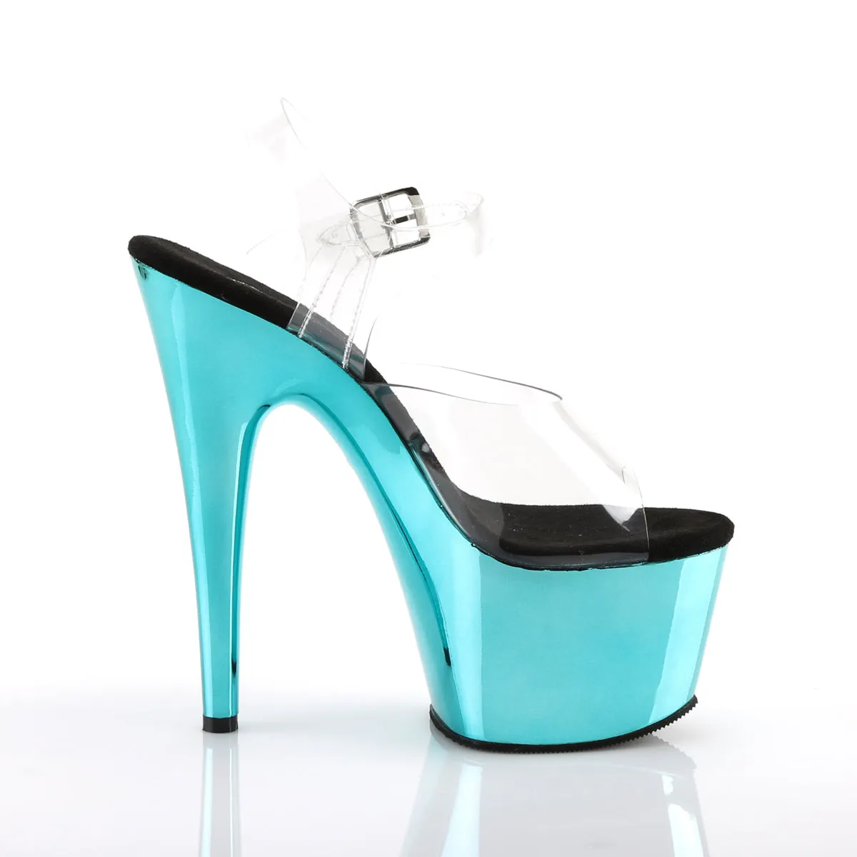ADORE-708 Pleaser Turquoise Chrome Platform Heels
