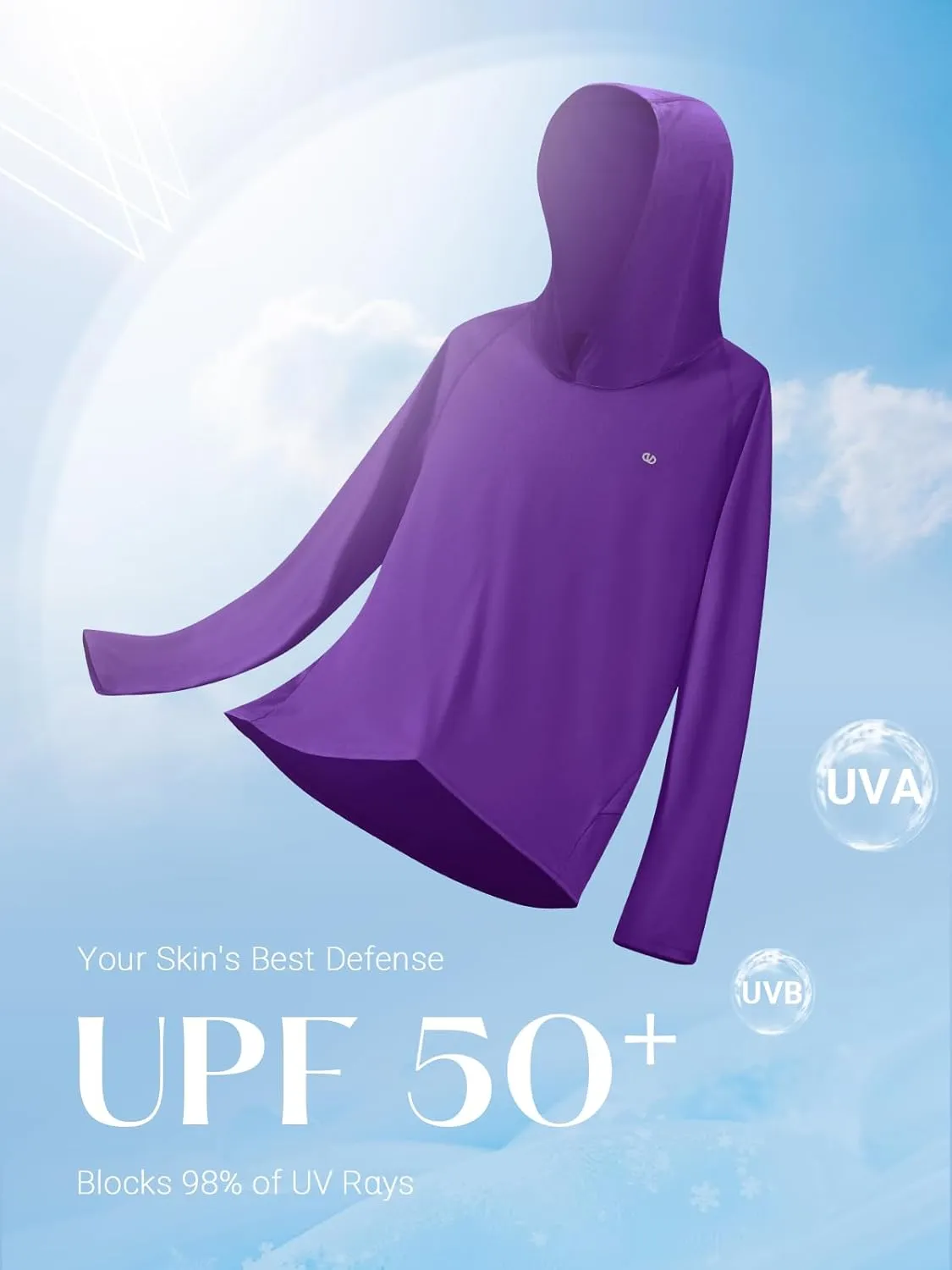 ALLZERO Women's Sun Protection Hoodie UPF 50  Lightweight Long Sleeve with Back Breathable Mesh for Outdoor Fishing Hiking