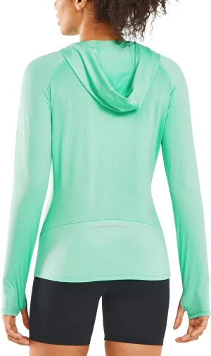 ALLZERO Women's Sun Protection Hoodie UPF 50  Lightweight Long Sleeve with Back Breathable Mesh for Outdoor Fishing Hiking