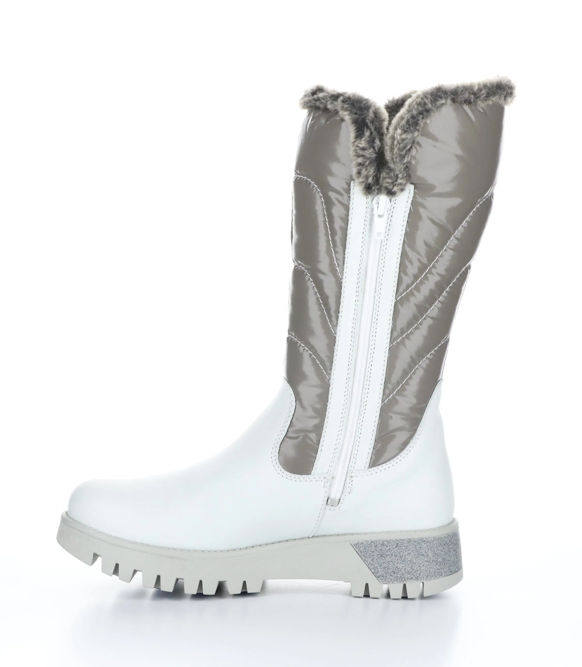 ASTRID White/Grey/Greywhite Zip Up Boots|ASTRID Bottes avec Fermeture Zipp��e in Blanc