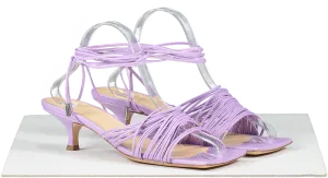 A.W.A.K.E MODE Purple Lilac Leather Strappy Kitten Heel Sandals UK 6 EU 39 👠