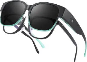 BIRCEN Polarized Fit Over Sunglasses: Wear Over Glasses Sunglasses Wrap Around Fitover Shades for Men Women UV Protection