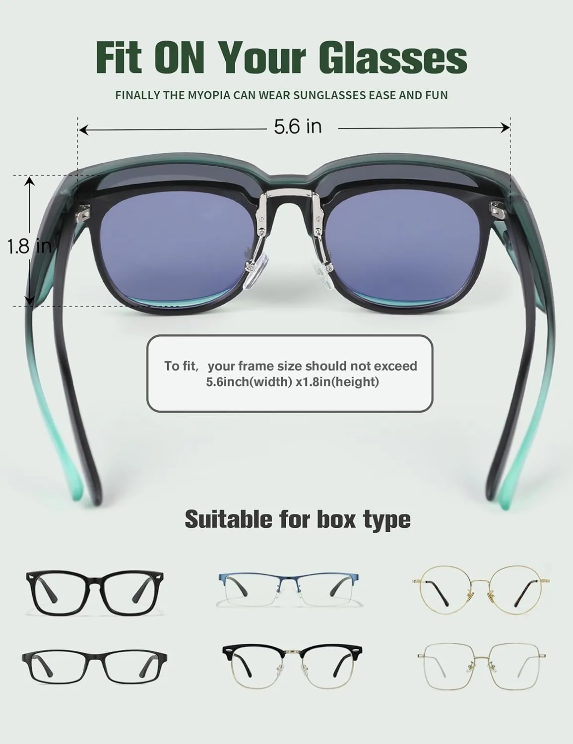 BIRCEN Polarized Fit Over Sunglasses: Wear Over Glasses Sunglasses Wrap Around Fitover Shades for Men Women UV Protection