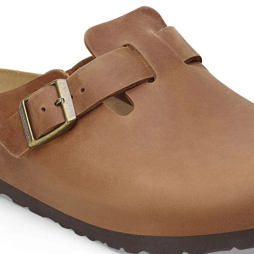 Birkenstock Unisex Boston Casual Clogs Oiled Leather Cognac Brown