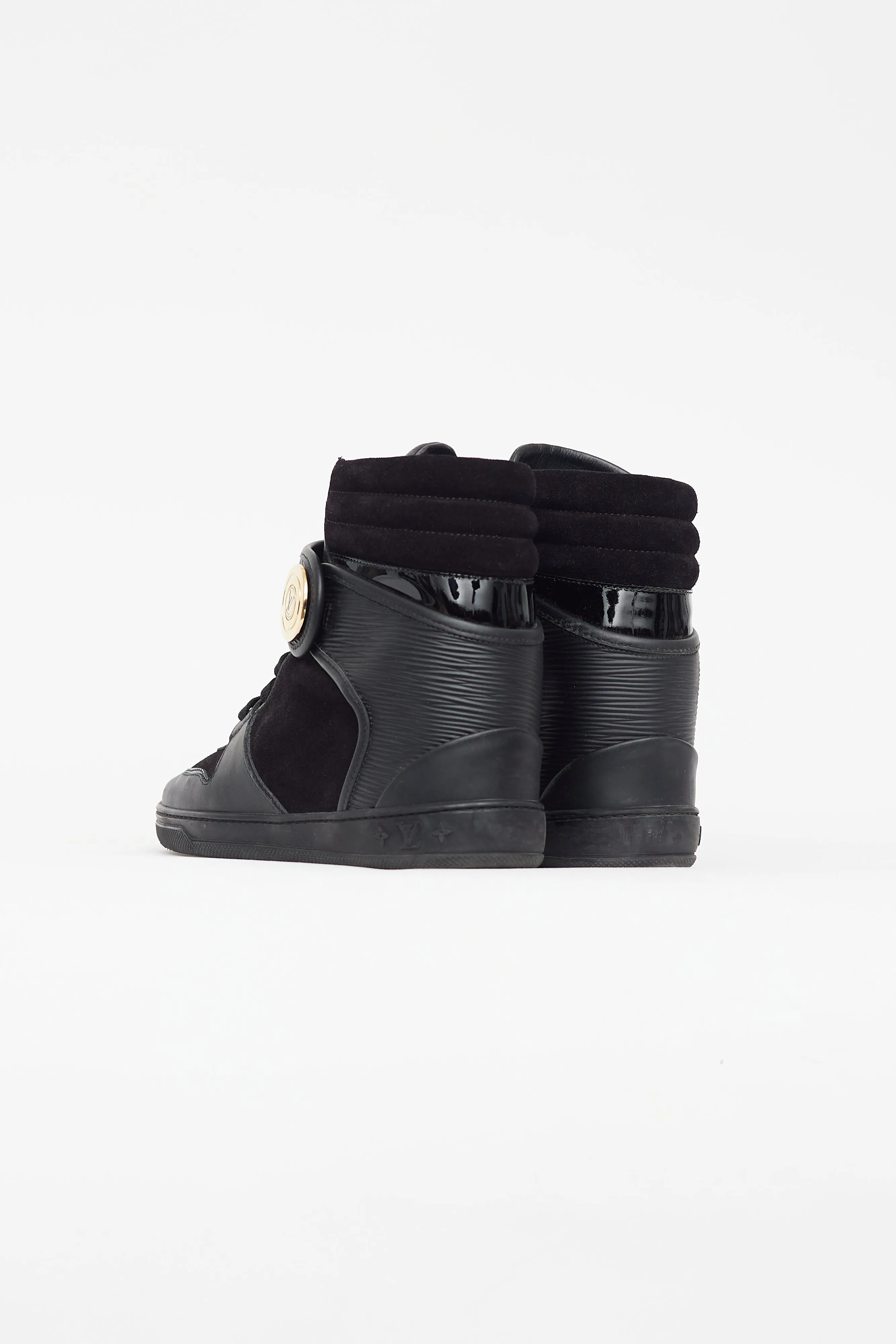 Black Leather & Suede Wedge Sneaker