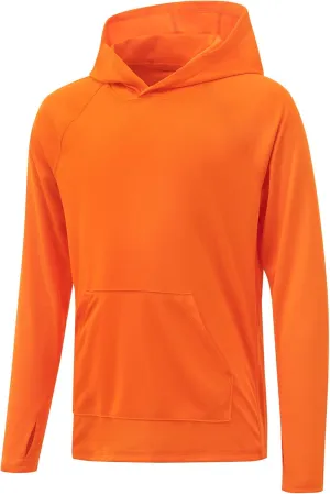 Boys Rash Guard Long Sleeve Hoodie Swim Shirt with Pocket Youth Kids UPF 50  Sun Protection Fishing Shirts Thumb Hole
