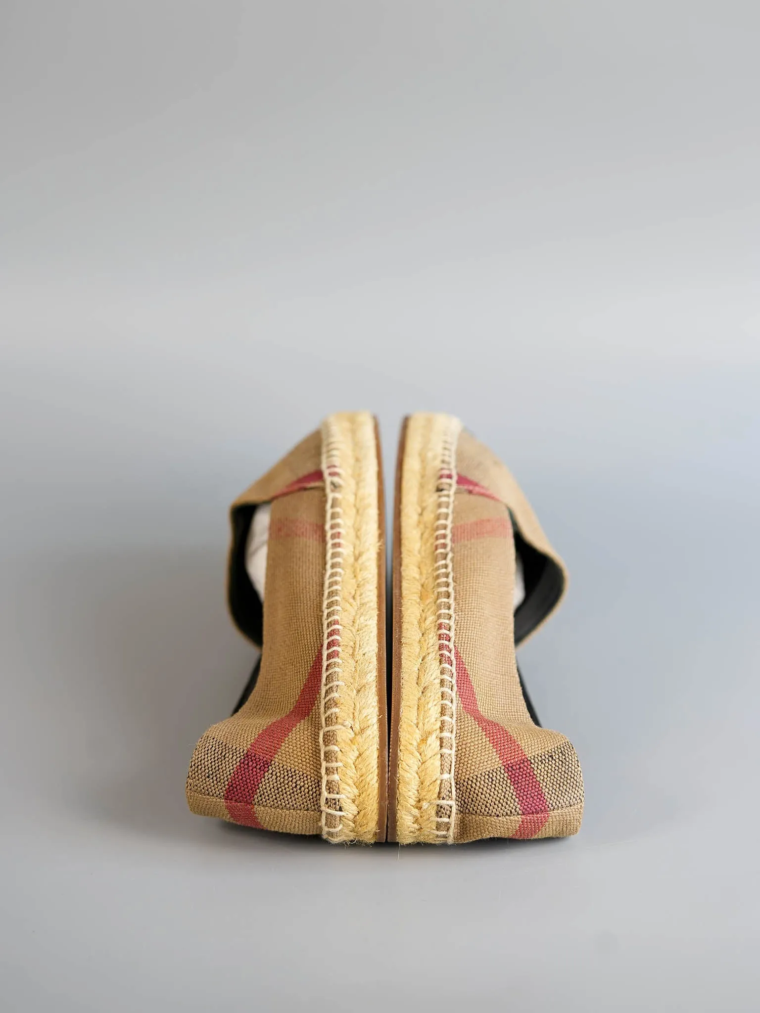 Brown House Check Canvas Hodgeson Espadrille Flats Size 40 (26cm)