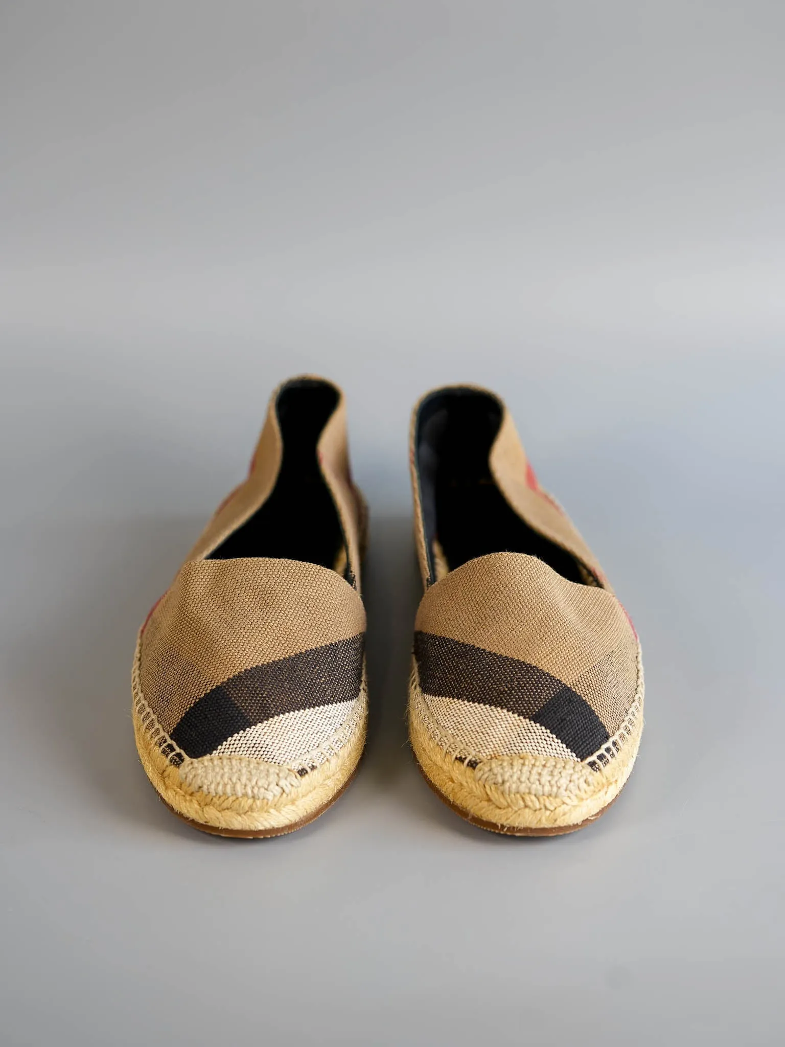Brown House Check Canvas Hodgeson Espadrille Flats Size 40 (26cm)