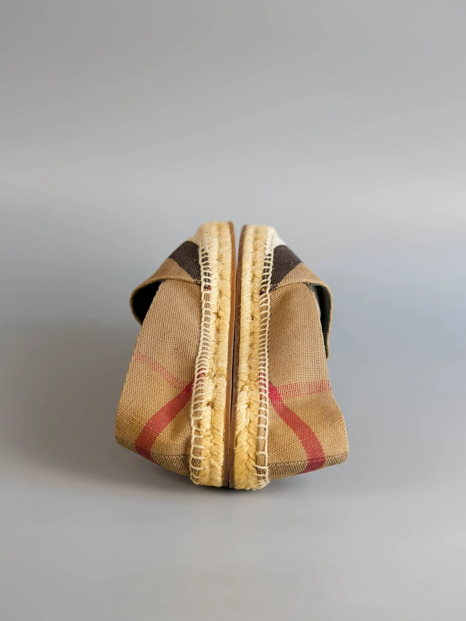 Brown House Check Canvas Hodgeson Espadrille Flats Size 40 (26cm)