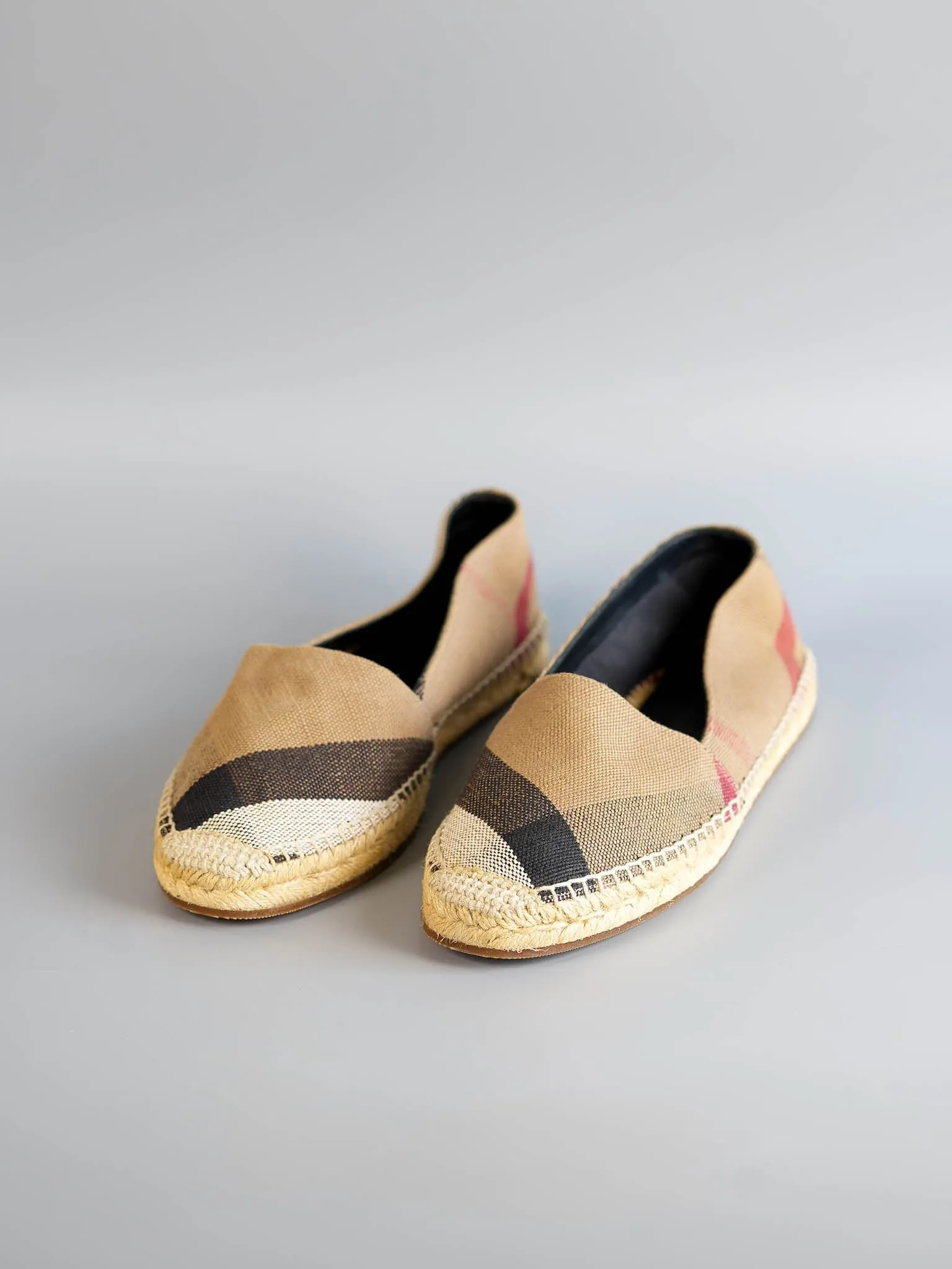 Brown House Check Canvas Hodgeson Espadrille Flats Size 40 (26cm)