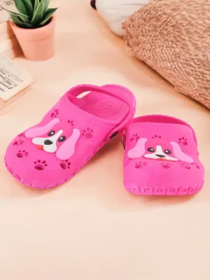 Charming Canine Pink Rubber Playful Pup Pink Garden Clogs for Girls