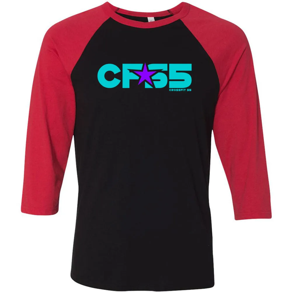 CrossFit S5 - 100 - Cyan Star - Men's Baseball T-Shirt