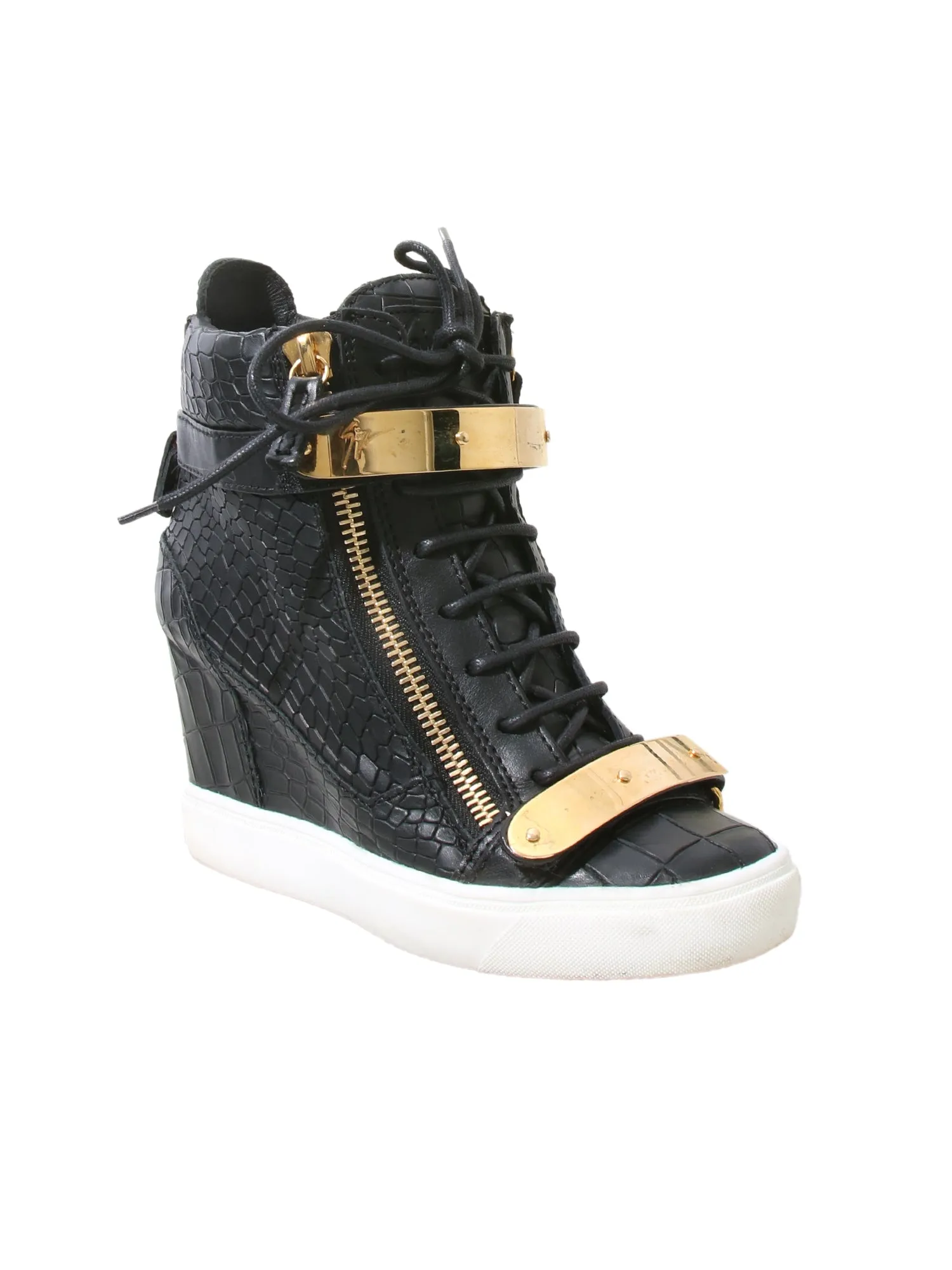Embossed Wedge Sneakers