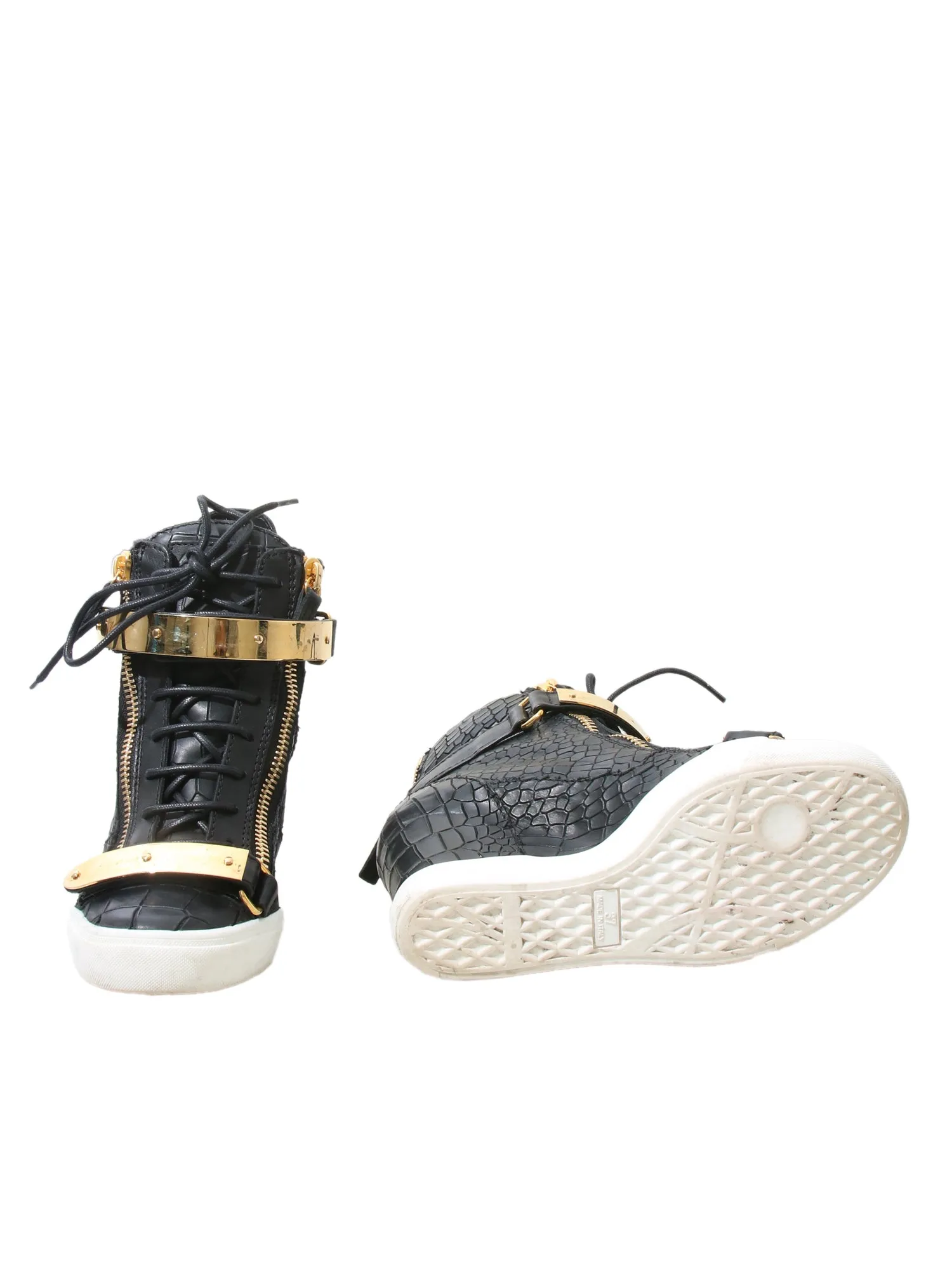 Embossed Wedge Sneakers