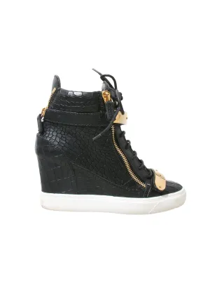 Embossed Wedge Sneakers