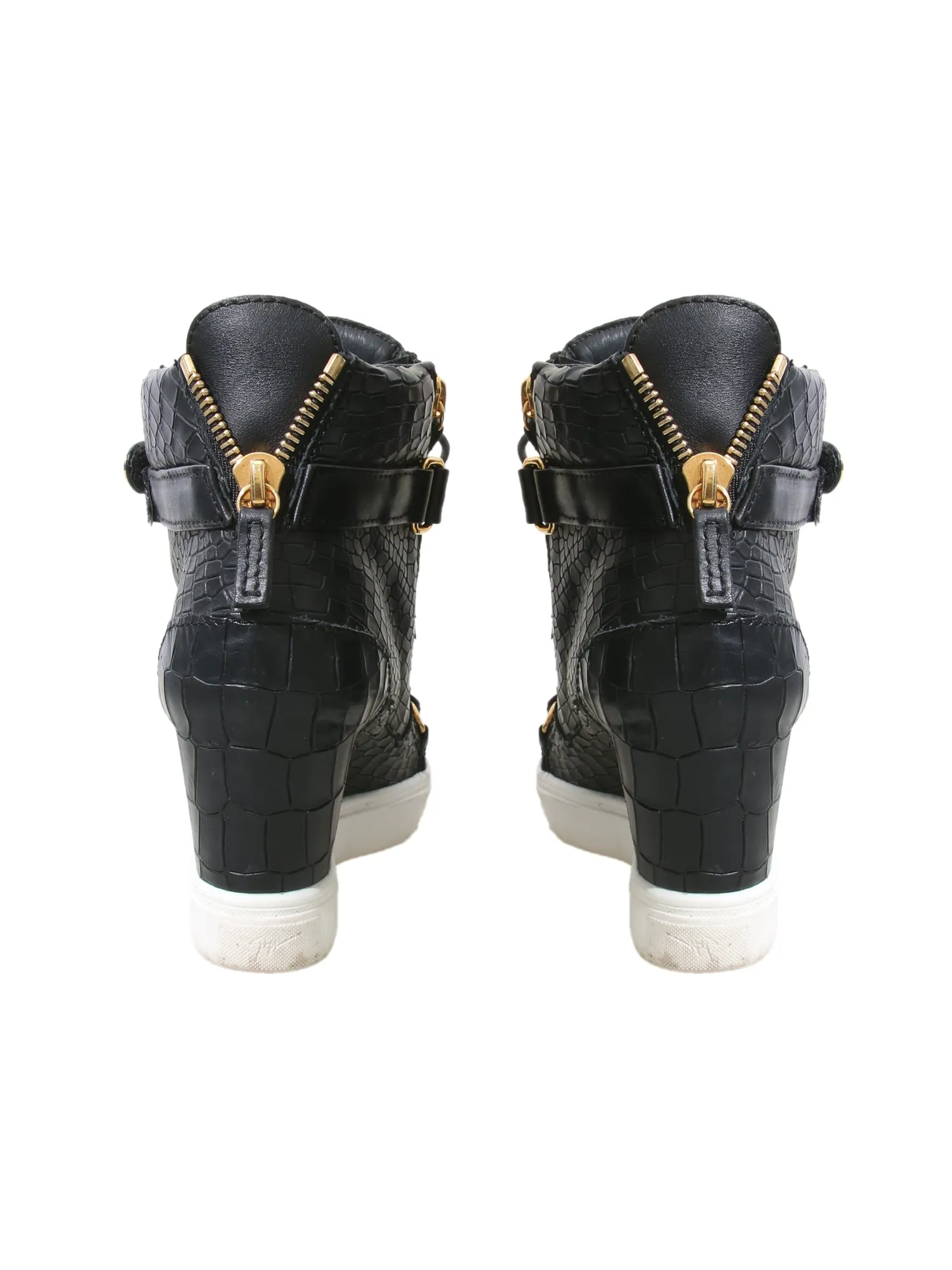 Embossed Wedge Sneakers