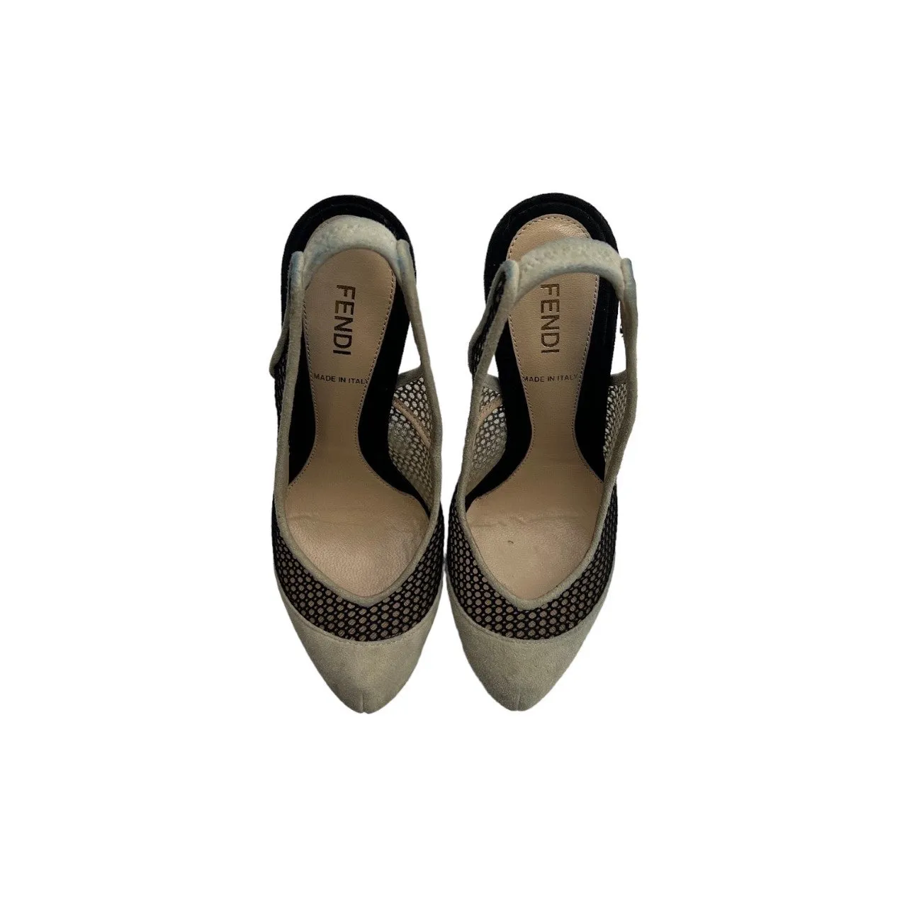 Fendi Mesh Suede Platform Heels - Sz. 36.5