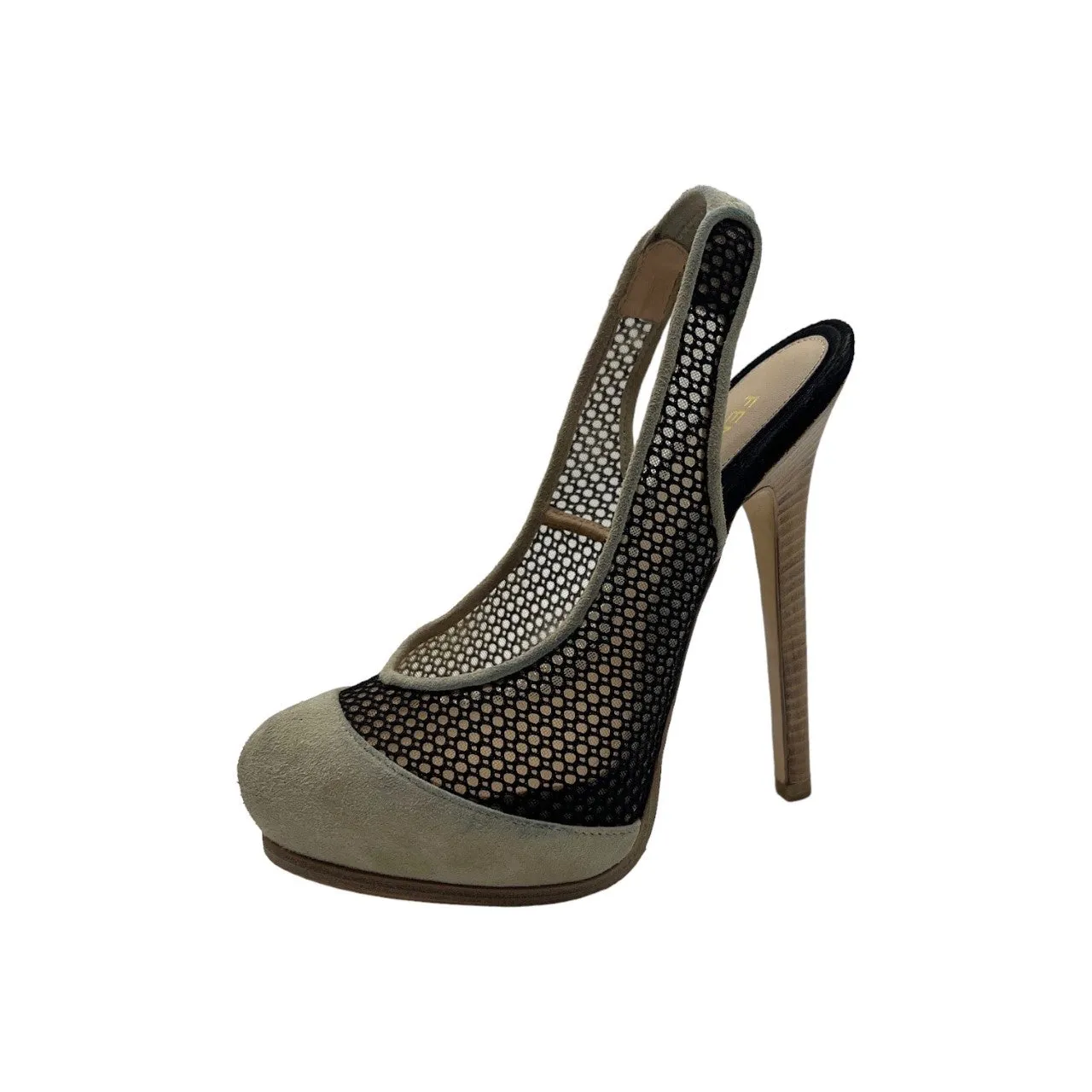 Fendi Mesh Suede Platform Heels - Sz. 36.5