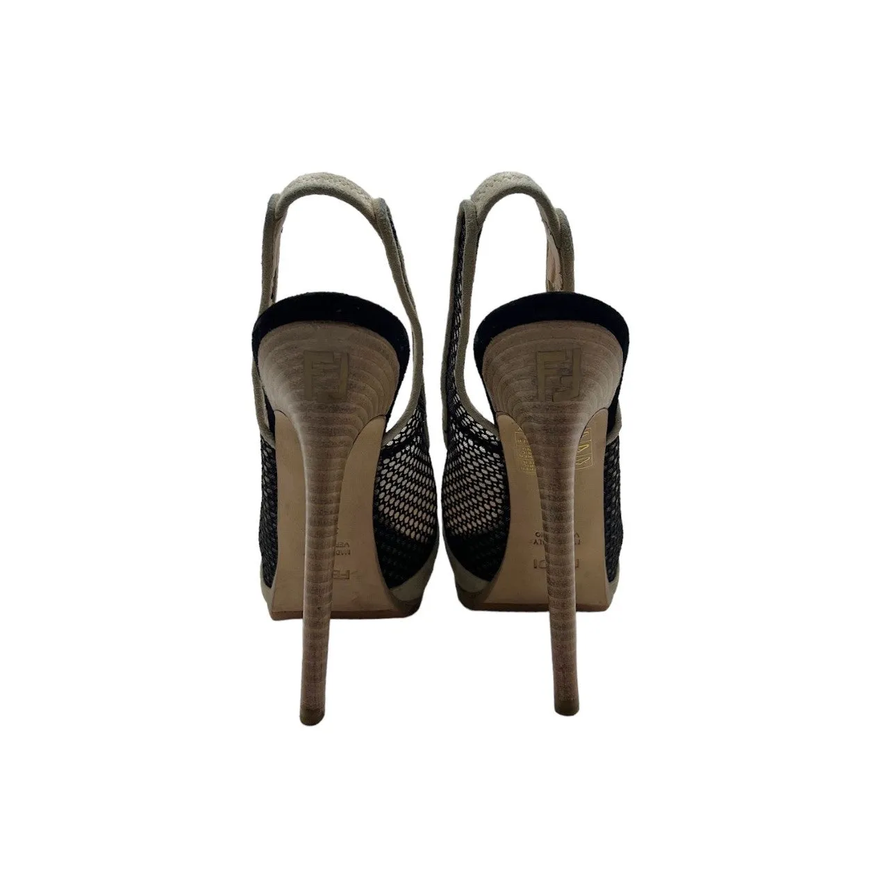 Fendi Mesh Suede Platform Heels - Sz. 36.5