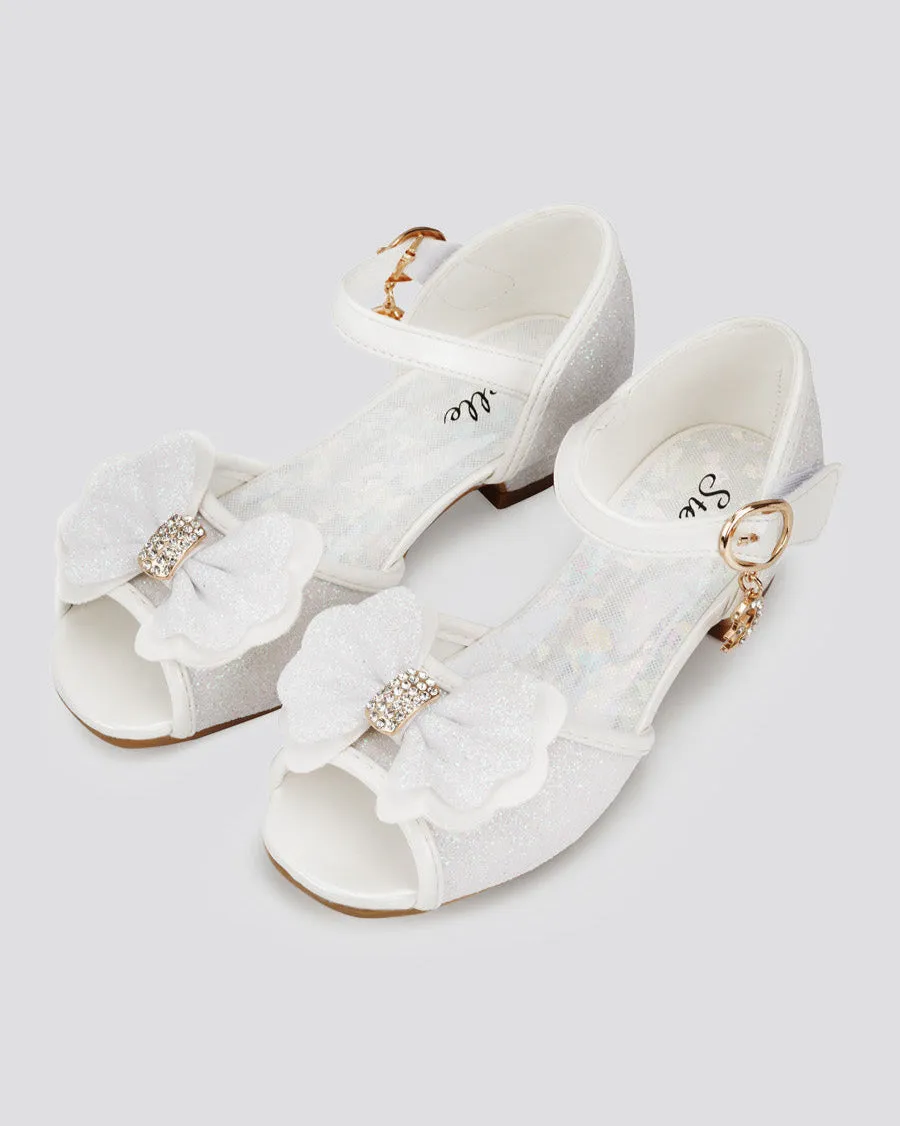 Girls Sparkly Princess Low Heels Sandals