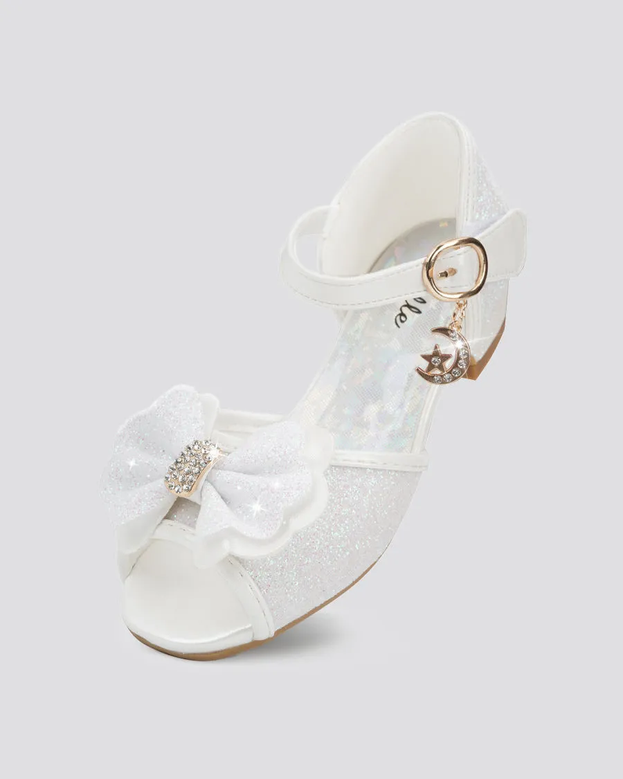 Girls Sparkly Princess Low Heels Sandals