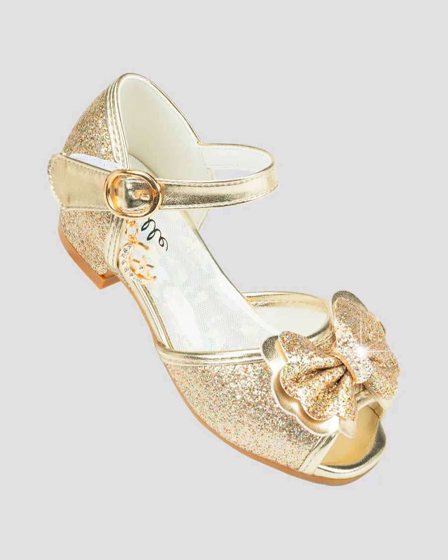 Girls Sparkly Princess Low Heels Sandals