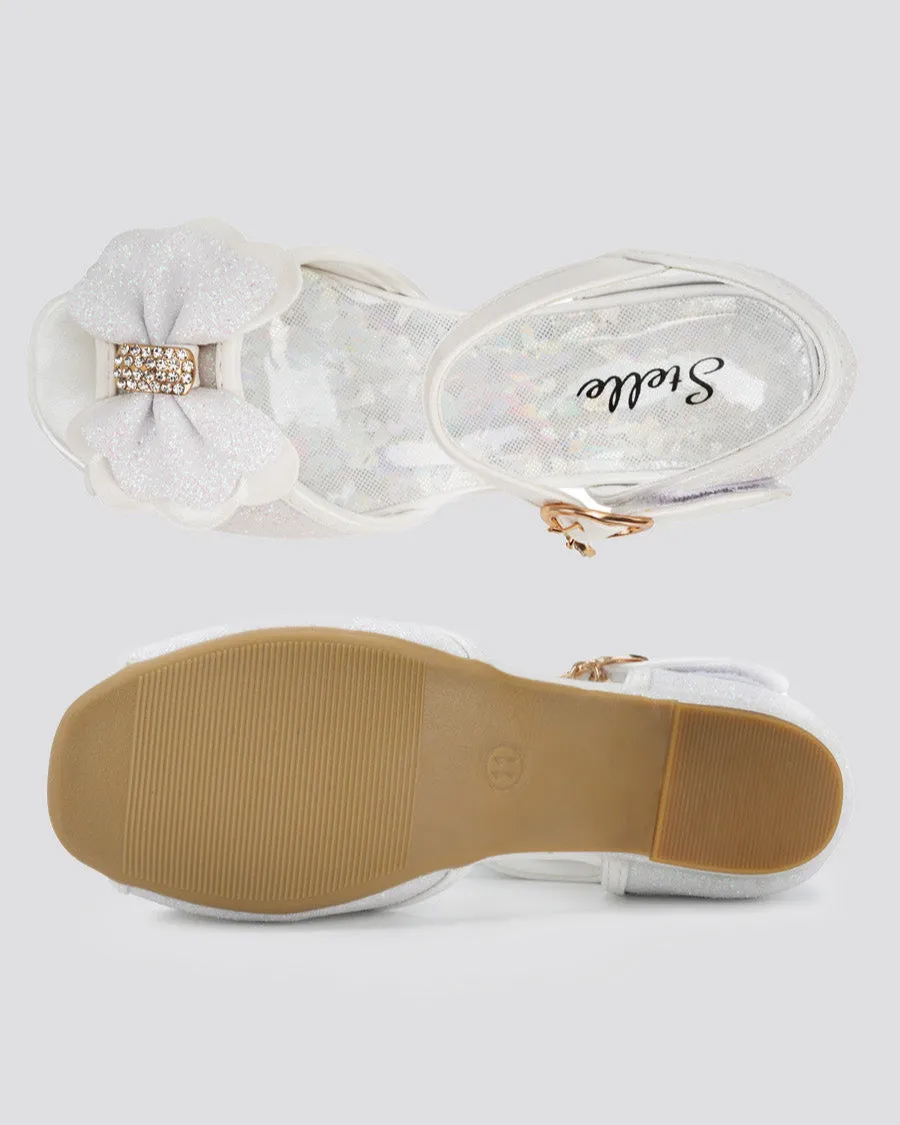 Girls Sparkly Princess Low Heels Sandals