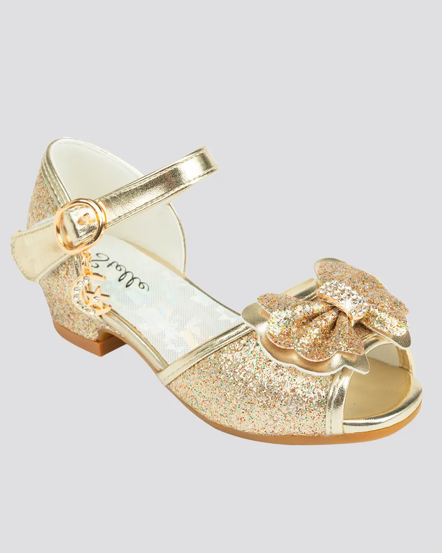 Girls Sparkly Princess Low Heels Sandals