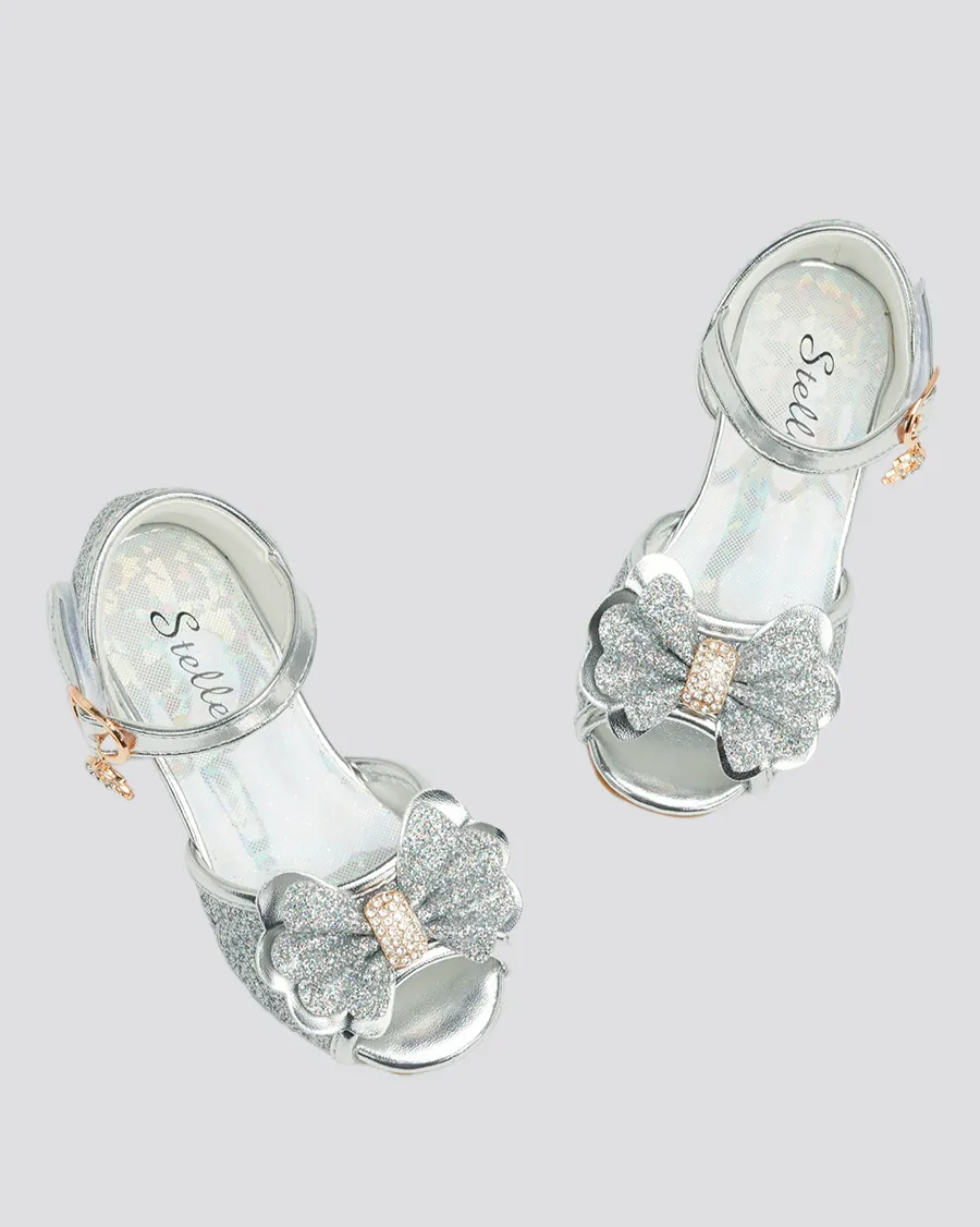 Girls Sparkly Princess Low Heels Sandals