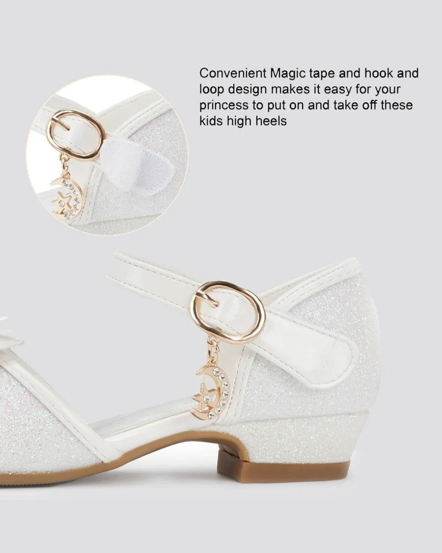 Girls Sparkly Princess Low Heels Sandals