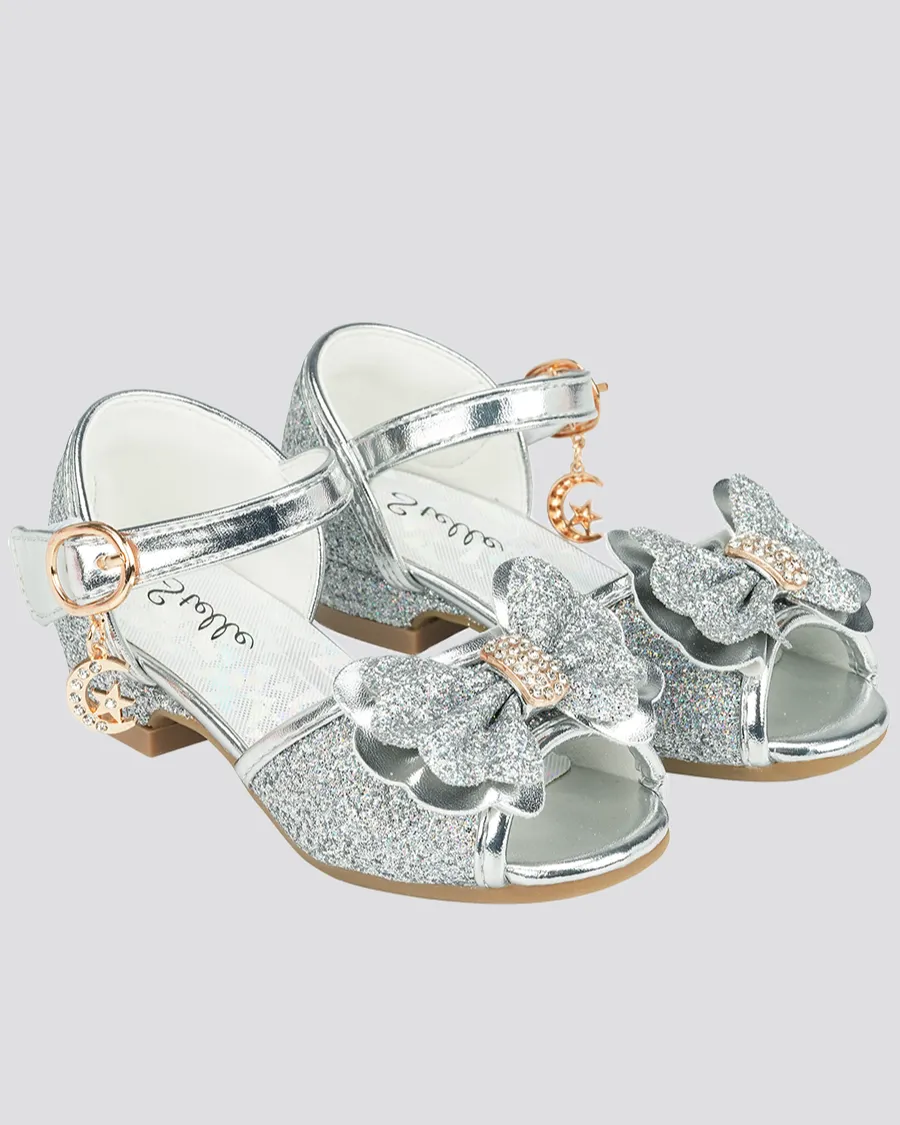 Girls Sparkly Princess Low Heels Sandals