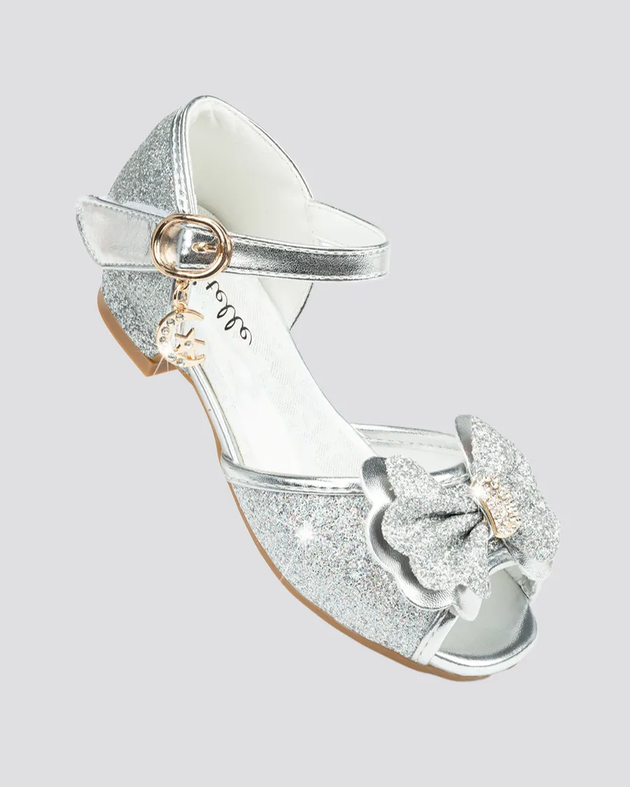 Girls Sparkly Princess Low Heels Sandals