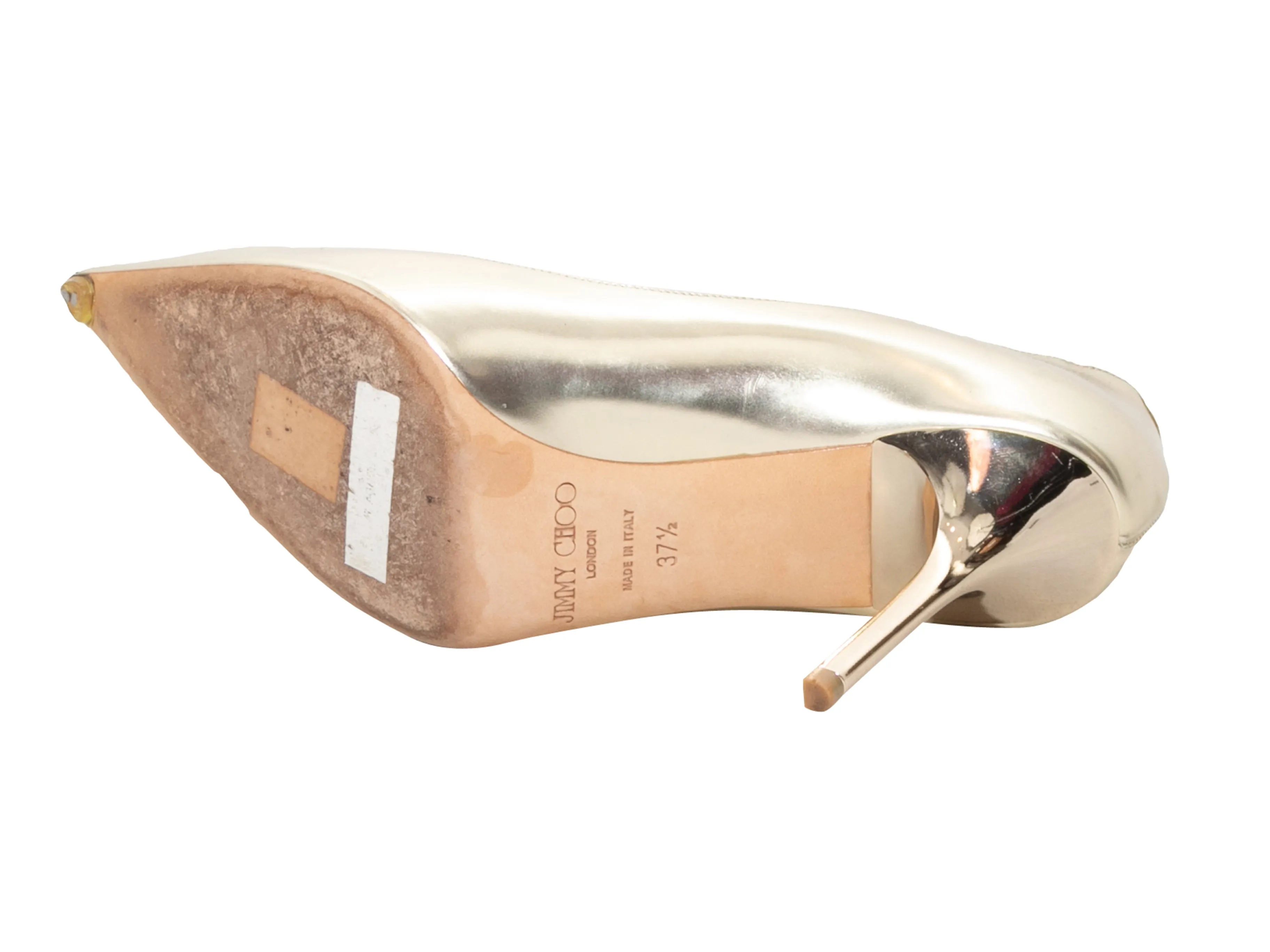 Gold Jimmy Choo Anouk Metallic Pointed-Toe Pumps Size 37.5