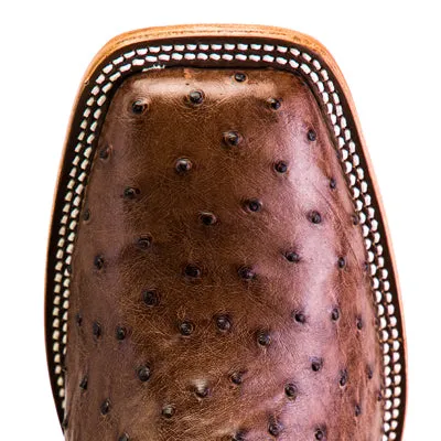 Men's Horse Power Top Hand Kango Tobac Full Quill Ostrich with 13" Chocolate Pull up Tops - HP8001