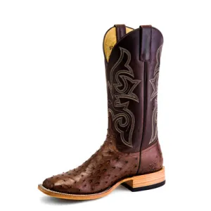 Men's Horse Power Top Hand Kango Tobac Full Quill Ostrich with 13" Chocolate Pull up Tops - HP8001