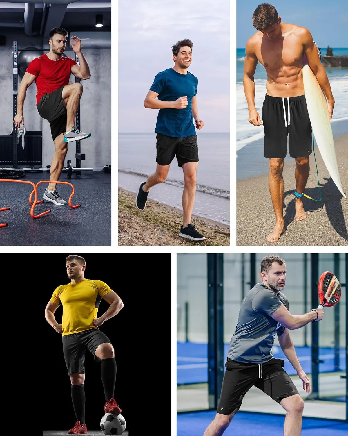 NY Threads 5 Pack Men's Athletic Shorts Quick Dry Loose-Fit Lightweight Running Workout Gym Shorts with Pockets