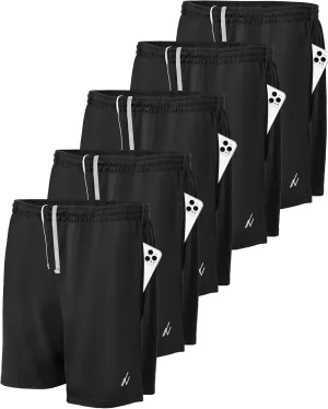 NY Threads 5 Pack Men's Athletic Shorts Quick Dry Loose-Fit Lightweight Running Workout Gym Shorts with Pockets