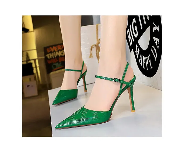 Plaid Lacquer Pointed Heels