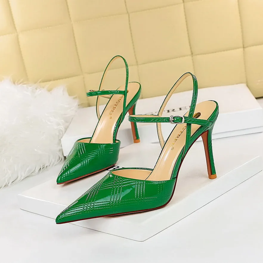 Plaid Lacquer Pointed Heels